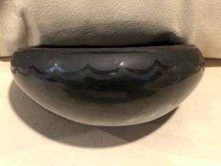 Blue Corn San Ildefonso Black Pottery Bowl