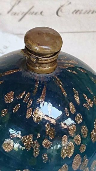 Divine Antique Murano Glass Copper & Gold Fleck Perfume Bottle C1920