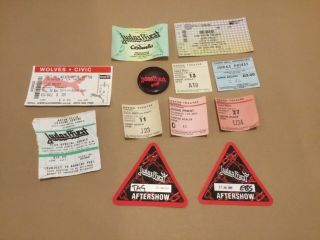 Judas Priest “memorabilia” Ticket Stubs,  Passes And An Early Pin Badge