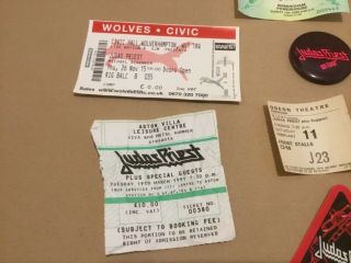 Judas Priest “Memorabilia” ticket stubs,  passes and an early pin badge 3