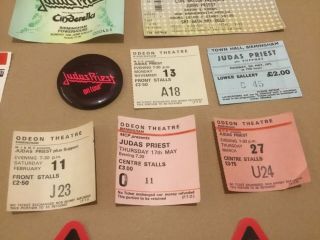 Judas Priest “Memorabilia” ticket stubs,  passes and an early pin badge 4