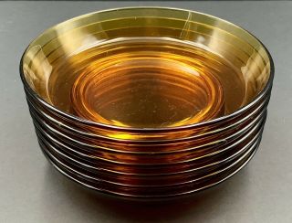 7 Vtg.  Vereco France Amber Glass Bowls
