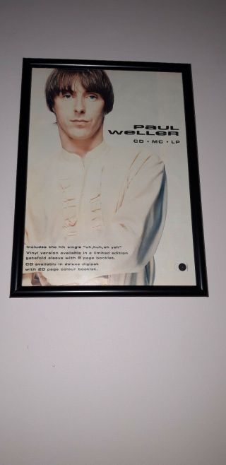 Paul Weller - Framed Press Release Promo Poster From 1992