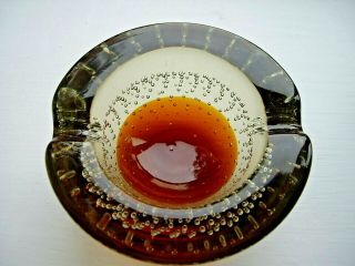 vintage Murano FERRO amber sommerso bullicante glass geode bowl 3