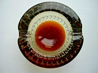 vintage Murano FERRO amber sommerso bullicante glass geode bowl 4