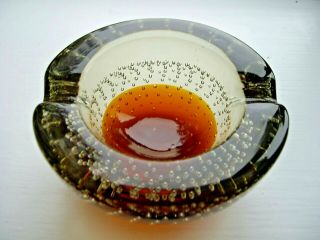 vintage Murano FERRO amber sommerso bullicante glass geode bowl 5