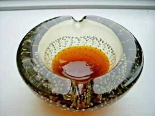 vintage Murano FERRO amber sommerso bullicante glass geode bowl 6