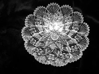 Signed Hawkes American Brilliant Cut Glass Crystal Bowl.  Gladys Pattern