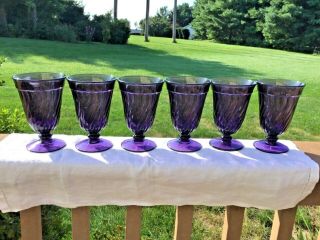 Deep Purple Fostoria Colony Pattern Glasses Set Of 6