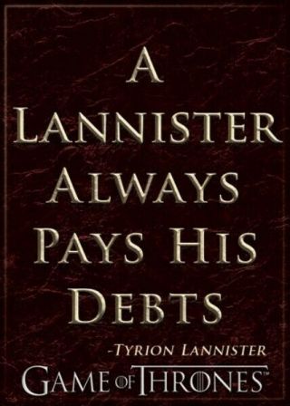Game Of Thrones A Lannister Always Pays His Debts Quote Refrigerator Magnet