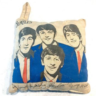 (1) 1964 Vintage The Beatles 12x12 Blue Nordic House Pillow