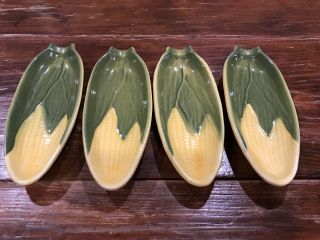 4 Antique Shawnee Usa Yellow Corn King Pattern 79 Corn On The Cob Holder Dish