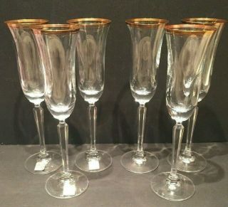 Set Of 6 Mikasa Wheaton Stemware Fluted Champagne Goblets - 9 - 3/4”tall