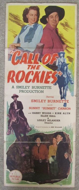 1944 Call Of The Rockies Large Window Card Poster Smiley Burnette Rare