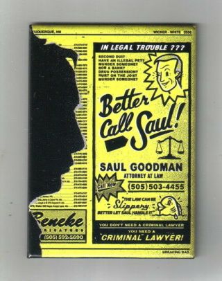 Breaking Bad Tv Series Saul Goodman Lawyer Yellow Pages Ad Magnet,