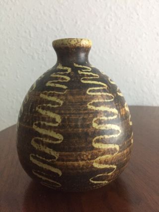 Mid Century Modernist Frank Mann Ceramic Stoneware Pottery Vase Weed Pot