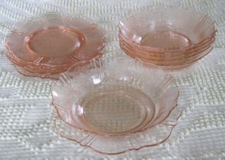 1930 - 36 Macbeth Evans American Sweetheart Six Pink Cereals Bowls And B&b Plates