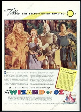 1939 The Wizard Of Oz Movie Release Judy Garland Cast Photo Vintage Print Ad