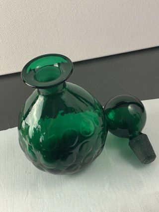 Vintage Blenko 715 American Art Glass Emerald Green Decanter with Stopper 5