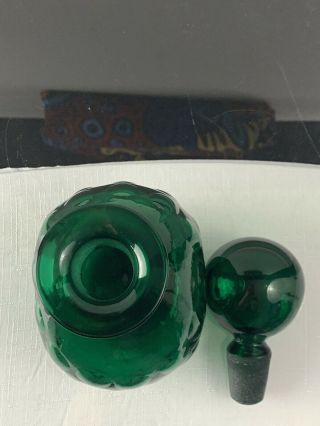 Vintage Blenko 715 American Art Glass Emerald Green Decanter with Stopper 7