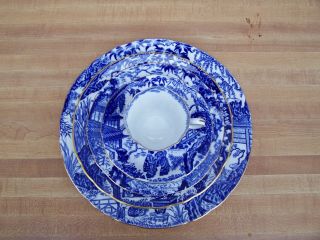 Royal Crown Derby China Blue Mikado 5 - Piece Place Setting With Salad Plate Set 3