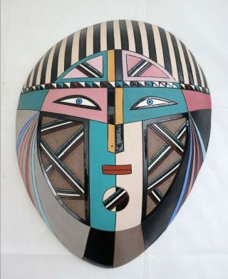 Vtg Louis Mendez Studio Art Pottery Ceramic Abstract Geometric Face Mask Nyc