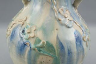 Large Antique circa - 1900 Chinese Export Pottery Vase Flowers Drip Blue Glaze 5