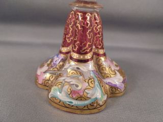 Old Antique Moser Art Glass Enameled Goblet w Lobed Foot Gold Trim 5
