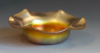 . Carder Steuben Gold Aurene Salt.  3 1/2 " Diameter - Shape 138 Cond