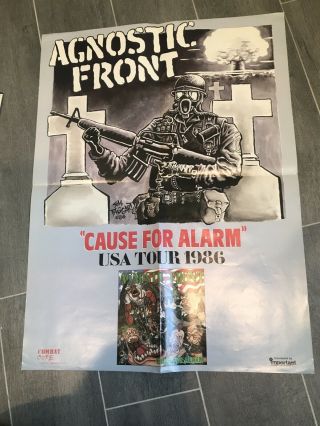 Agnostic Front Cause For Alarm 1986 Tour Poster Minty 18 X 24 Awesome Hardcore