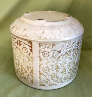 Vintage Antique Large Early Weller Pottery Jardiniere Ivory Clinton Flowers Rose 7
