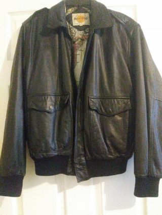 Vintage Hard Rock Cafe Black Leather Jacket - Los Angeles Map Lining - Men 