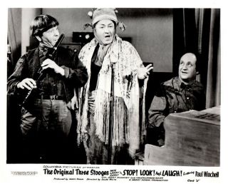 Stop Look And Laugh The Three Stooges Lobby Card 1960 Curly Moe Larry
