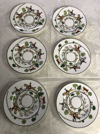 Set Of 6 Wedgwood Hunting Scene Bread & Butter Plates