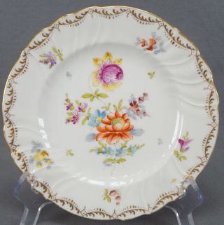 2 Richard Klemm Dresden Hand Painted Floral & Gold Dessert Plates C.  1914 - 1949