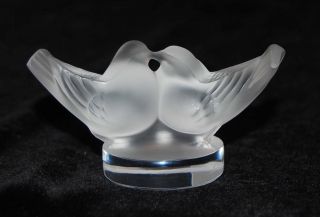 Lalique Crystal Sculpture Frosted Lovebirds Kissing Figurine -