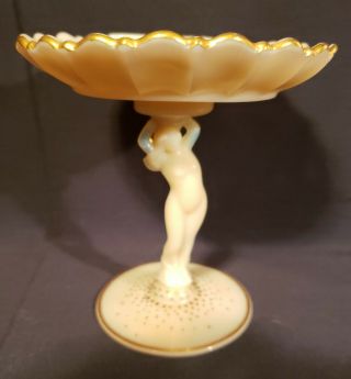 Vintage Nude Statuesque Lady Cambridge Crown Tuscan Charleton Rose Compote