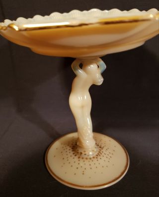 Vintage Nude Statuesque Lady Cambridge Crown Tuscan Charleton Rose Compote 5