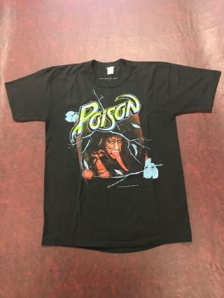Vintage Poison Open Up And Say Ahh Concert T Shirt 1989 Size L