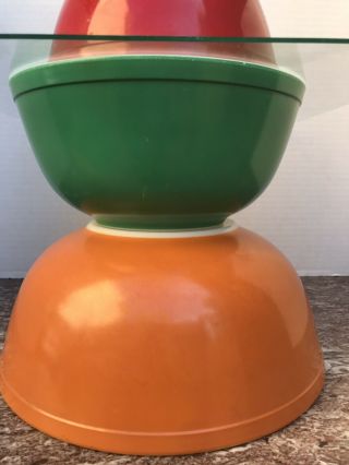 Vtg Pyrex Bowls SET 404 403 402 401 Primary Colors Bright Red Blue Green Orange 2
