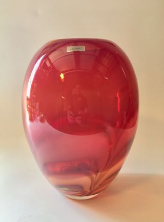 Evolution By Waterford Crystal Art Glass Vase Red 11” Tall