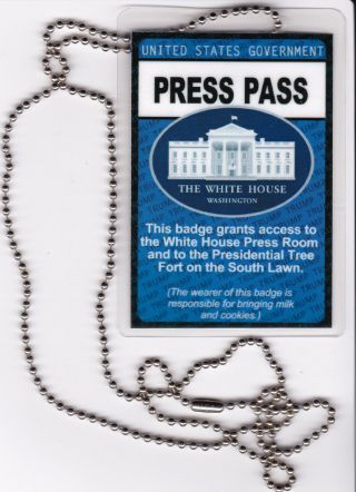 Identification Badge Us Government President Trump White House Press Pass Brief