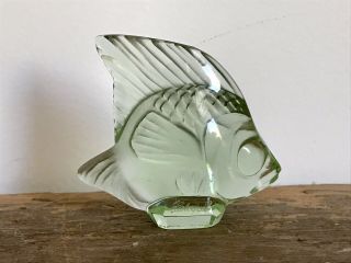 Lalique France Light Green Crystal Tropical Angel Fish Poisson Figurine