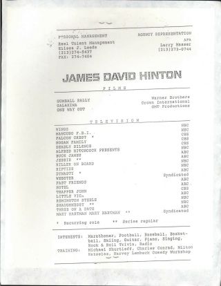 James David Hinton - 8x10 Headshot Photo with Resume - Galaxina 2