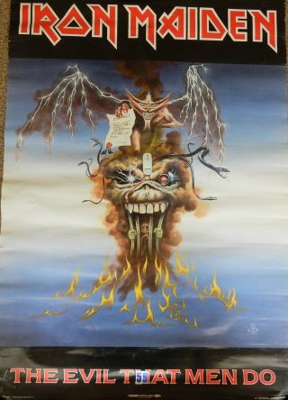 1988 Iron Maiden Wall Poster - The Evil That Men Do - 39 X 27 Inches Scandecor