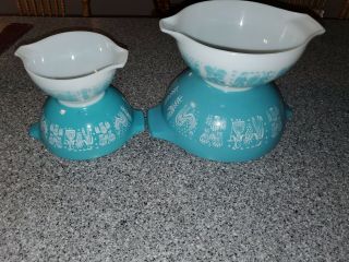 Vintage Pyrex Turquoise Blue Butterprint Amish Cinderella Mixing Bowl Set Of 4