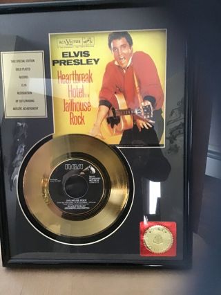 Elvis Presley Heartbreak Hotel B/w Jail House Rock Gold Plated Record