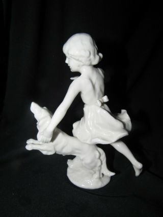 Hutschenreuther Girl Running W/ Dog Figurine K.  Tutter