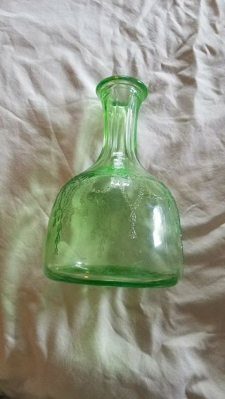 Vintage Cameo Green Depression glass Decanter with Stopper 2