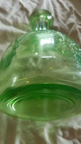 Vintage Cameo Green Depression glass Decanter with Stopper 4